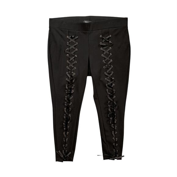 Torrid Leggings Womens 2 Plus Black Lace Up Pull On Stretch Skinny Cropped Ankle - Picture 1 of 11